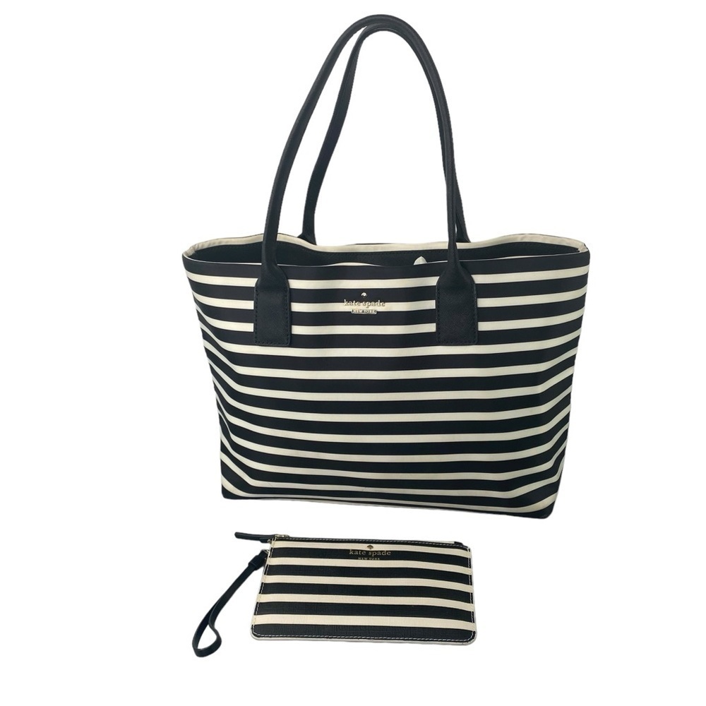 Kate Spade nautical stripe large carry all tote bag with matching wristlet